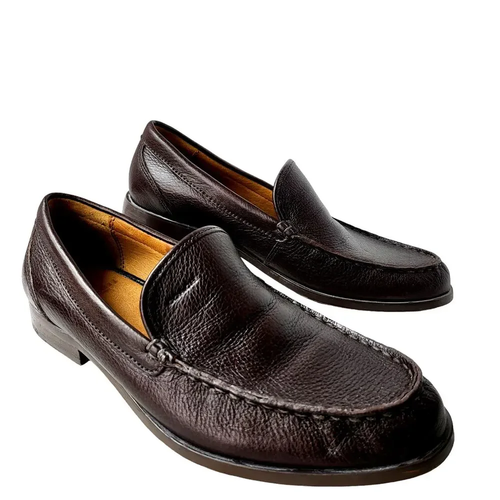 Coach Men's Size 8 Thomas Brown Pebbled‎ Leather Slip On Loafer Minimalist # 555